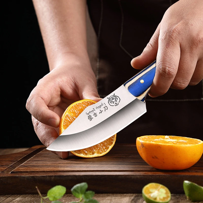 Boning Knife Meat Cleaver Stainless Steel Kitchen Mongolian Hand Meat Knife Roasted Whole Lamb Steak Fruit Knife with Cover