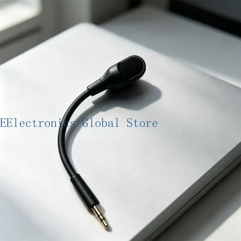 462B Replacement Boom Microphone 3.5mm Detachable with Black ABS Body, Gold-Finished Three-Contact Interface, Direct