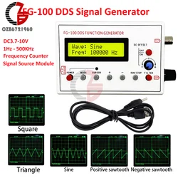 DC3.7-10V Signal Generator Module FG-100 DDS Function Signal Generator Frequency Counter 1Hz - 500KHz Signal Source Module