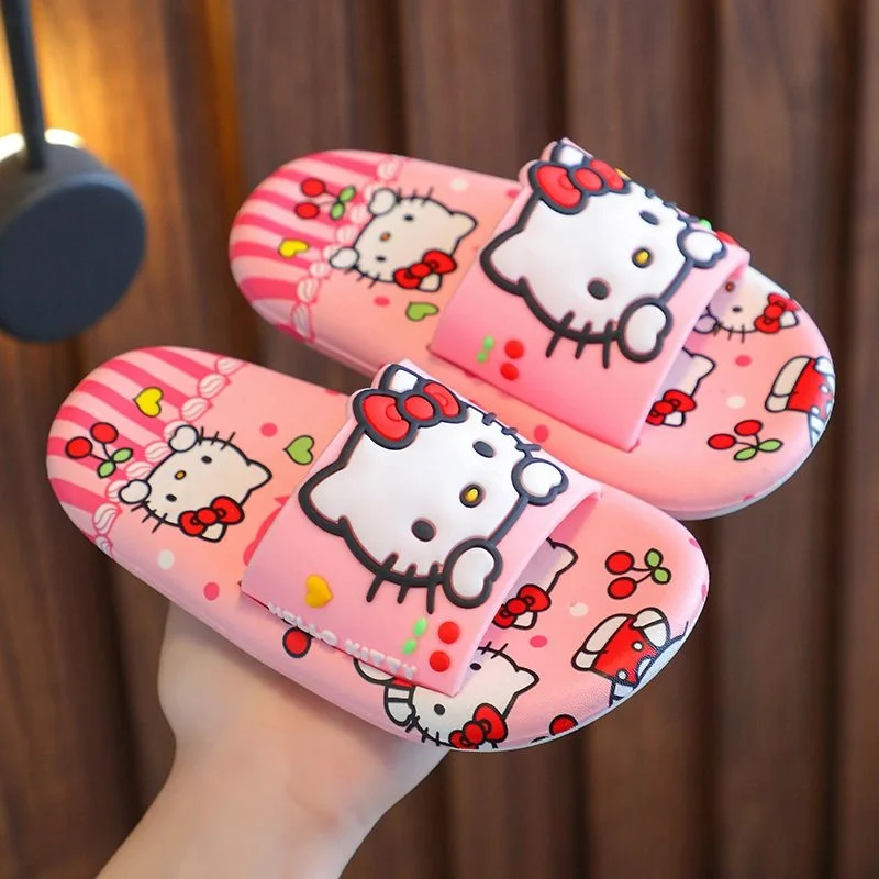 Kawaii Hellokitty Kuromi Slippers Sanrio My Melody Cinnamoroll Cartoon Cute Bath Sandals Summer Children Indoor Home Non Slip