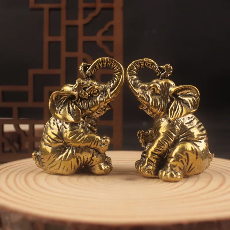 1/2pcs Copper Elephant Small Ornament Pure Brass Absorbing Water Cornucopia Elephant Lucky