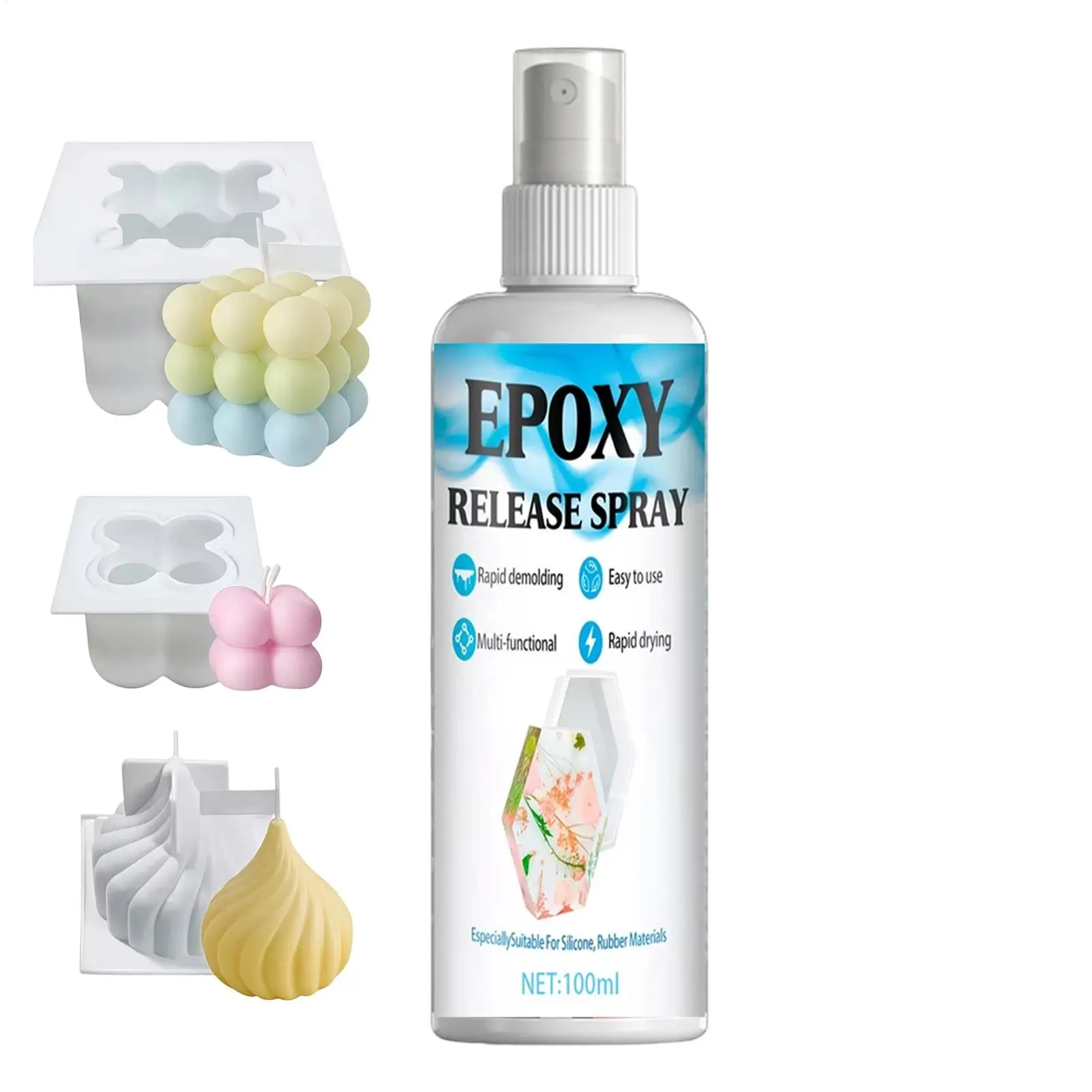 100ml Silicone Mold Release Spray for Candle Making Epoxy Grade Silicone Based Agent Easy to Clean for Crafts Art Projects