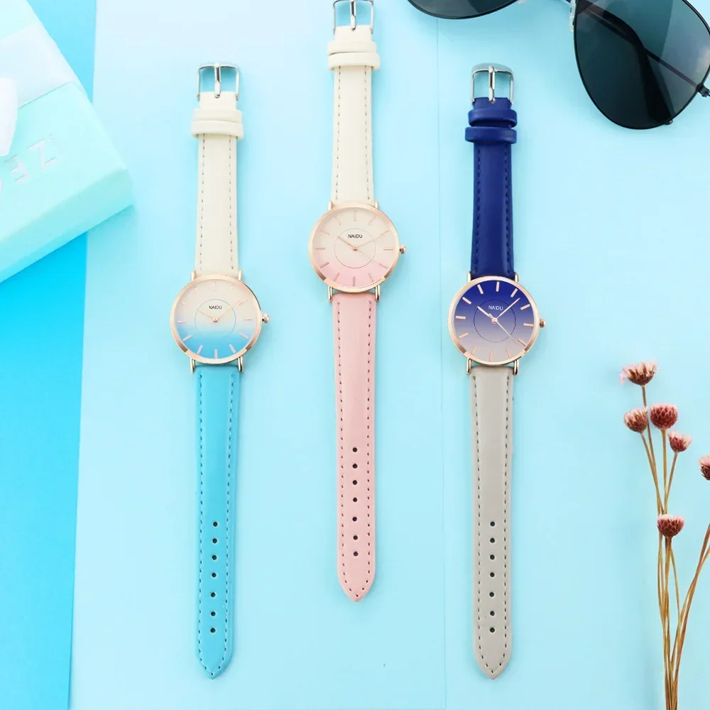 

New Casual Gradient Color Women Watches 2 Color Ramp Clock Ladies Watchstrap Female Quartz Wristwatches Feminino Zegarek Damski