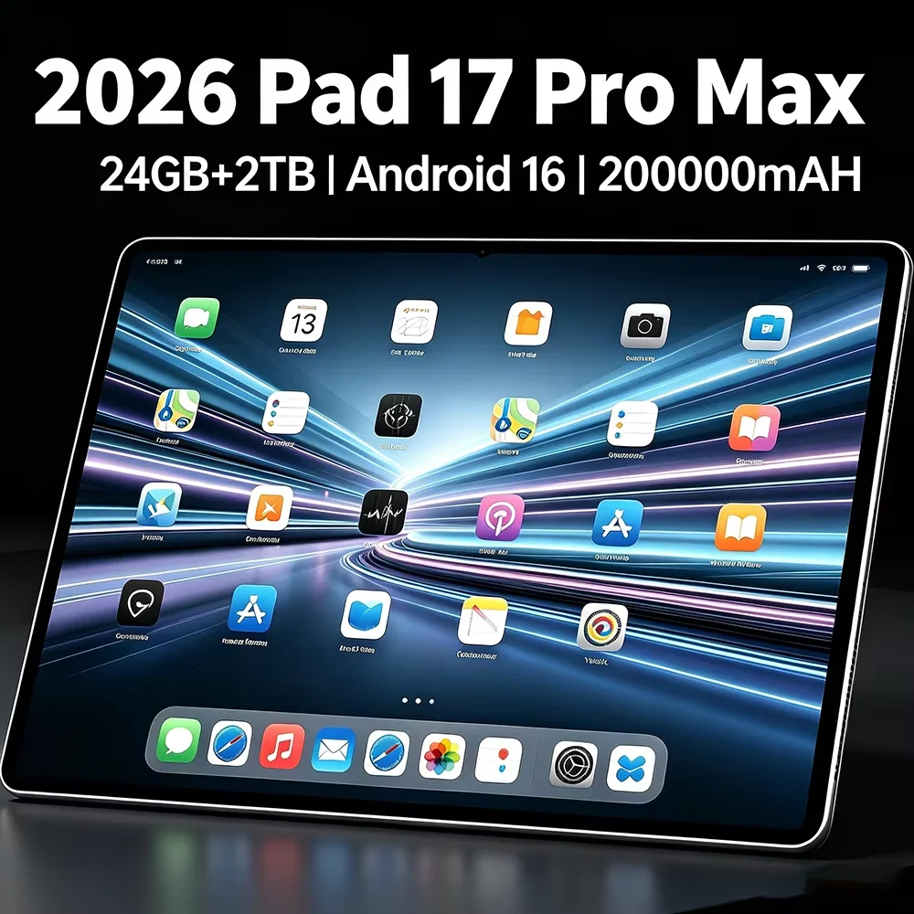 Tablet PC 2026 Pad 17 Pro Max de 11 Polegadas, 24GB, 2TB, Android 16, Snapdragon 8 Gen 3, 5G, Dual SIM, Chamada, Wi-Fi, Bateria de 20000mAh, Reconhecimento Facial