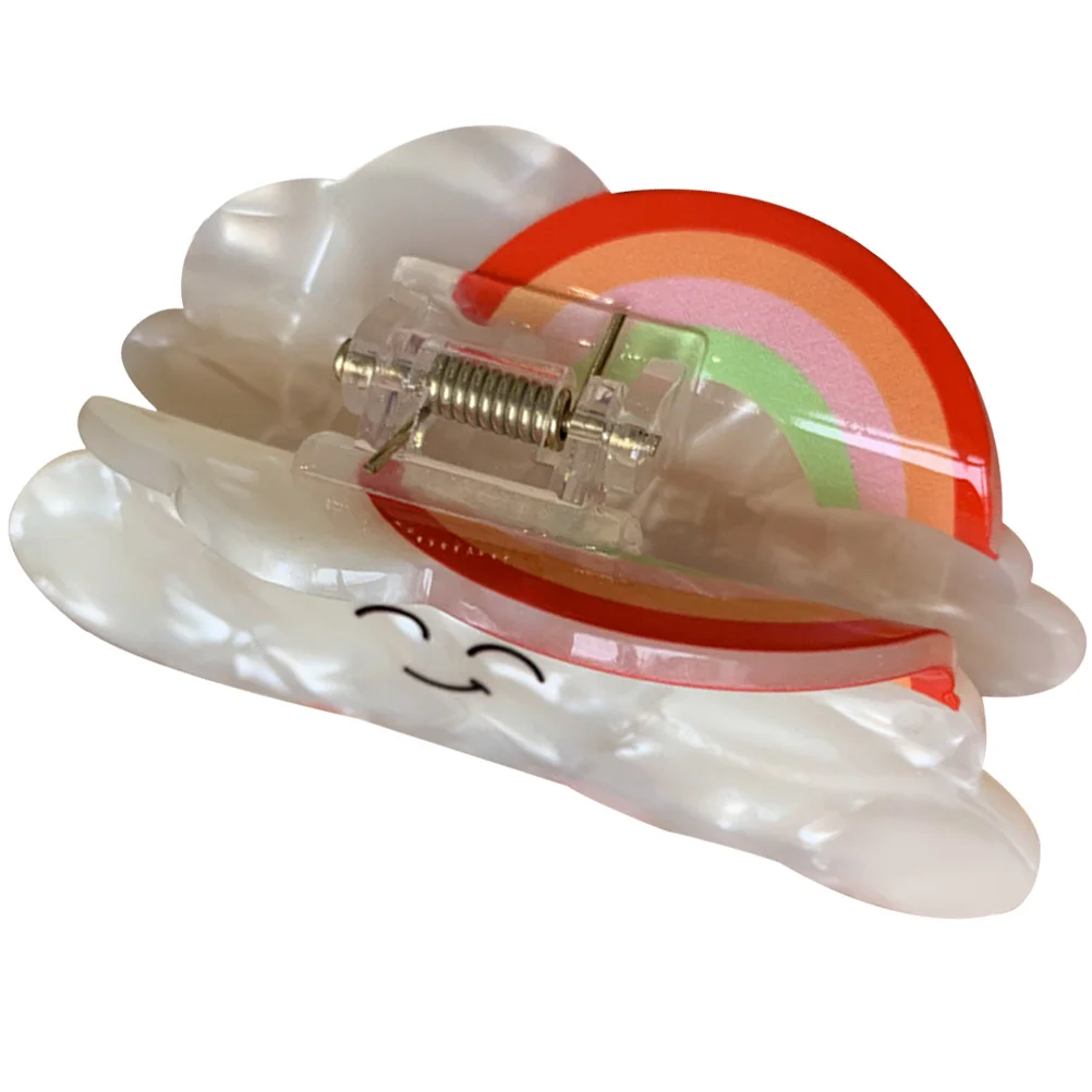 

Rainbow 8cm Claw Clips for Women Cute Hair Accessories Creative Decorative Updo Shark Jaw Clips Acetate Hair Tool