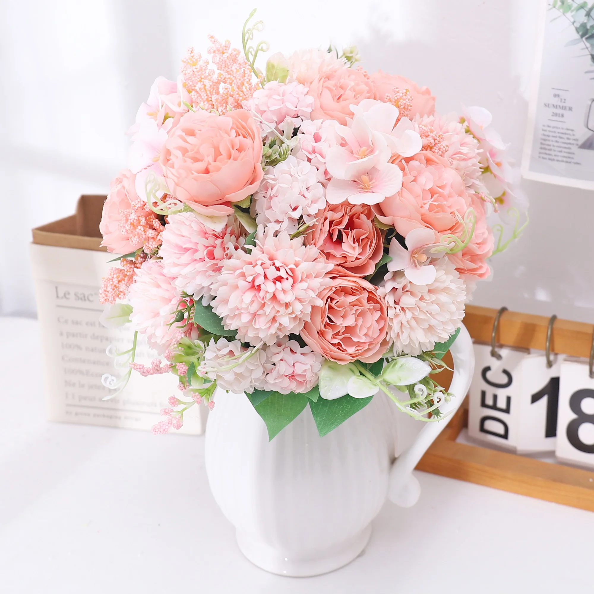 Pfingstrose Seidenblumen Hochwertige künstliche Rosen Gefälschte Hochzeit Party Home Tisch Raumdekoration DIY Braut Hortensien Blumenstrauß – Detail 4