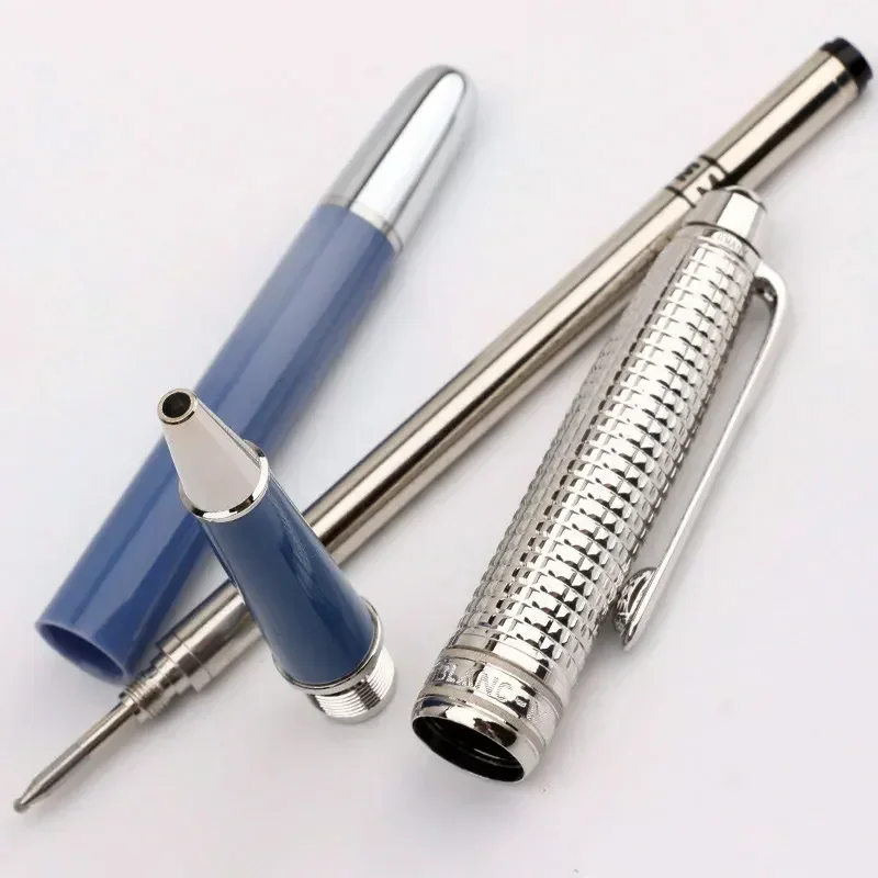 أعلى جودة قبعة فضية زرقاء عميقة عالية الجودة قلم حبر جاف MB الكتابة اللوازم المكتبية المكتبية مع الرقم التسلسلي