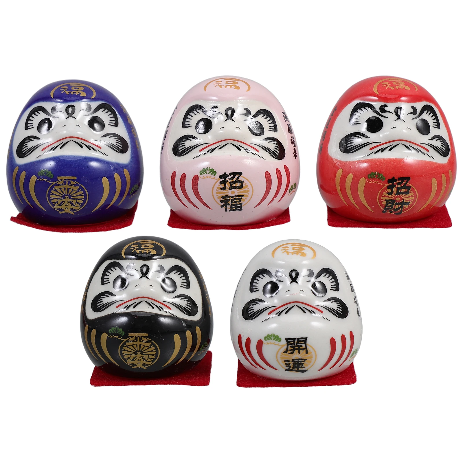 

5pcs Ceramic Egg Japanese Style Home Car Decor Figurines Good Luck Statue Mini Room Decor TableDecoration