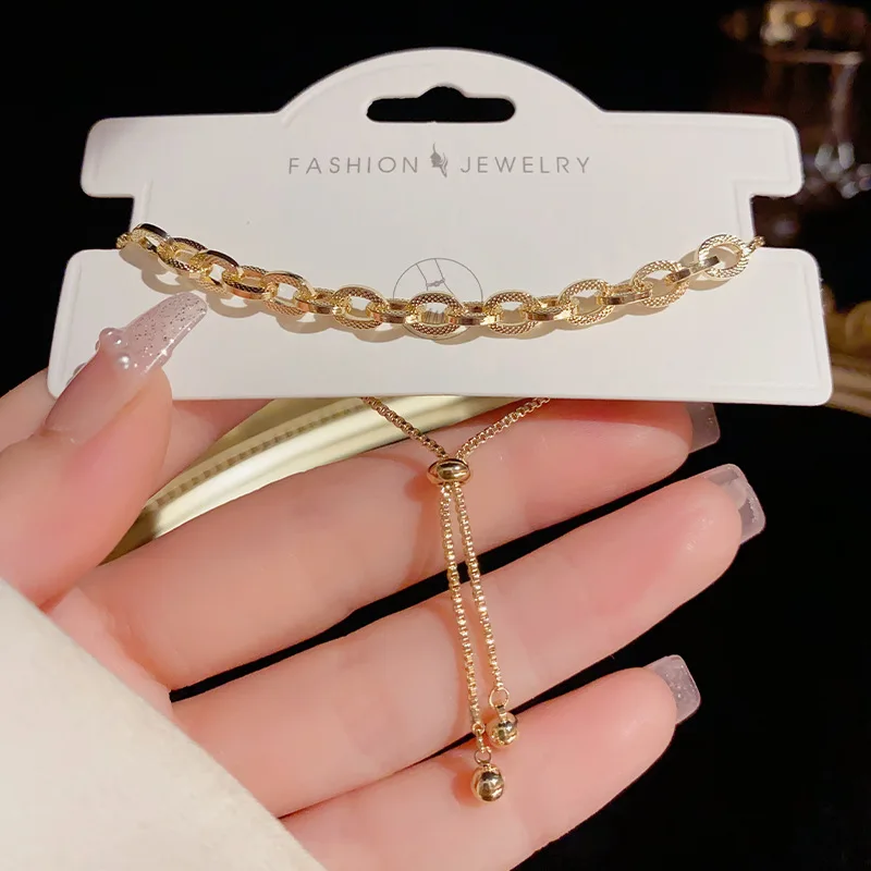 Affordable Luxury Fashion Unique Ring Buckle Pull-out Copper Bracelet Simple Personality Temperament