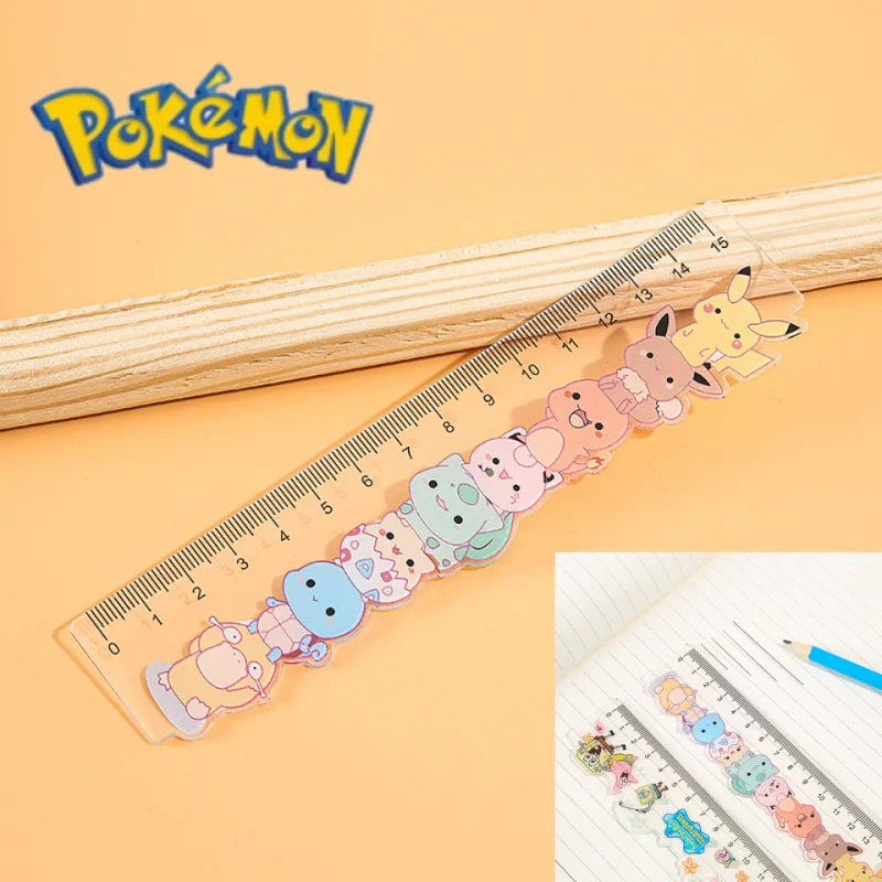 15cm Pokemon Pikachu Cartoon Ruler for Student Cute Animation Children's Ruler Drawing Measurement Tools School Supplies Office