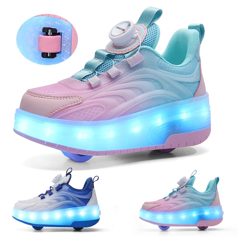 Trend roller skates with lights 30-40 size outdoor wheel shoes Multi-functional removable wheel sneakers