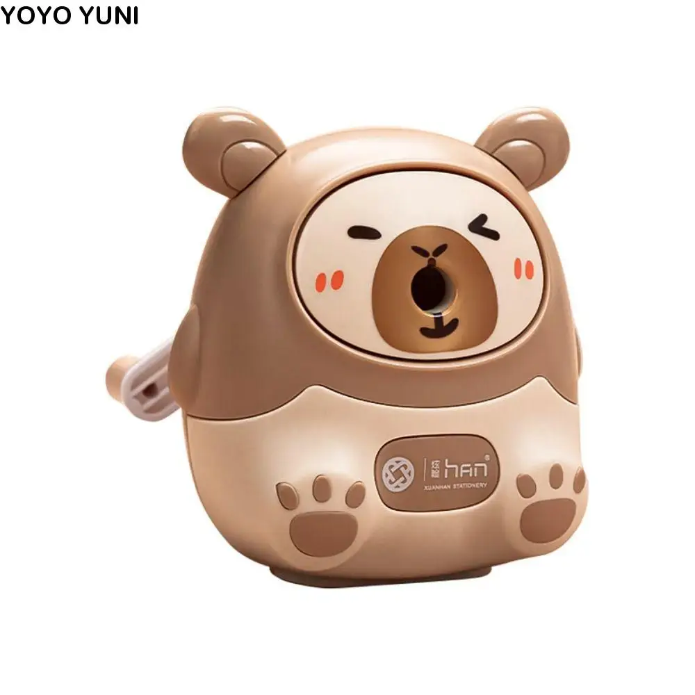 Hand Crank Capybara Pencil Sharpener Cartoon Anti Sticking Manual Pencil Sharpening Tool Labor-Saving Dust Compartment