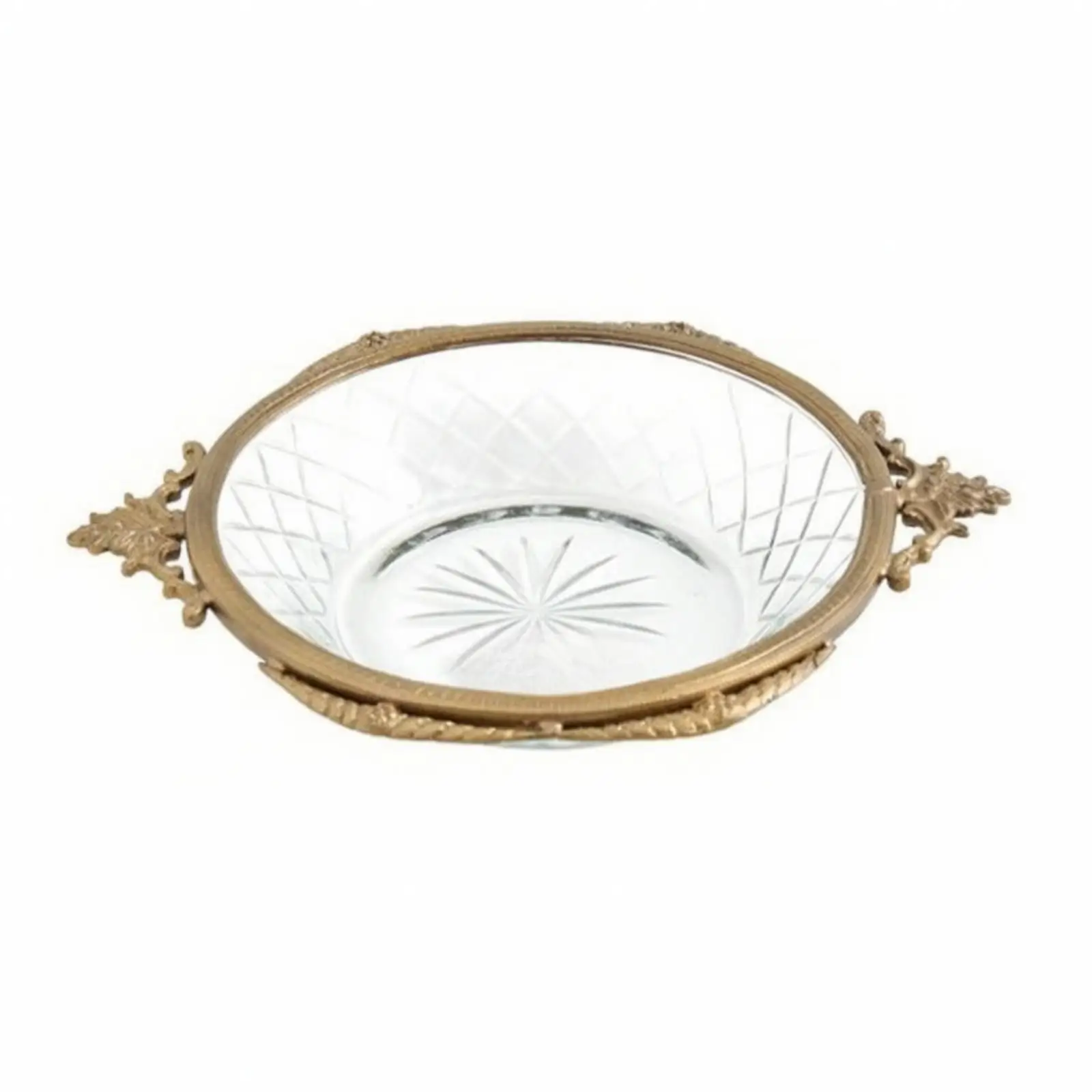 Elegant Candy Jar Glass Copper Rim Decorative Serving Tray for Dining Table Centerpiece
