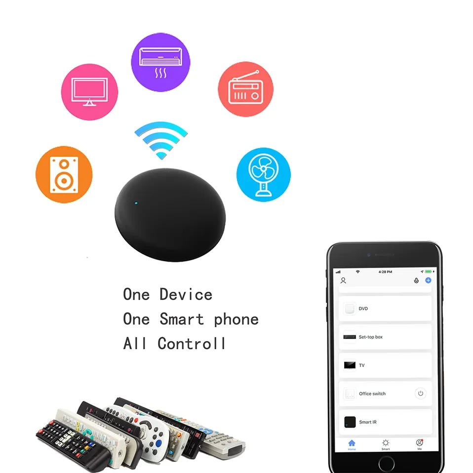 Control remoto WiFi IR para aplicación de hogar inteligente, Control remoto SmartLife para TV, DVD, AUD, AC, funciona co