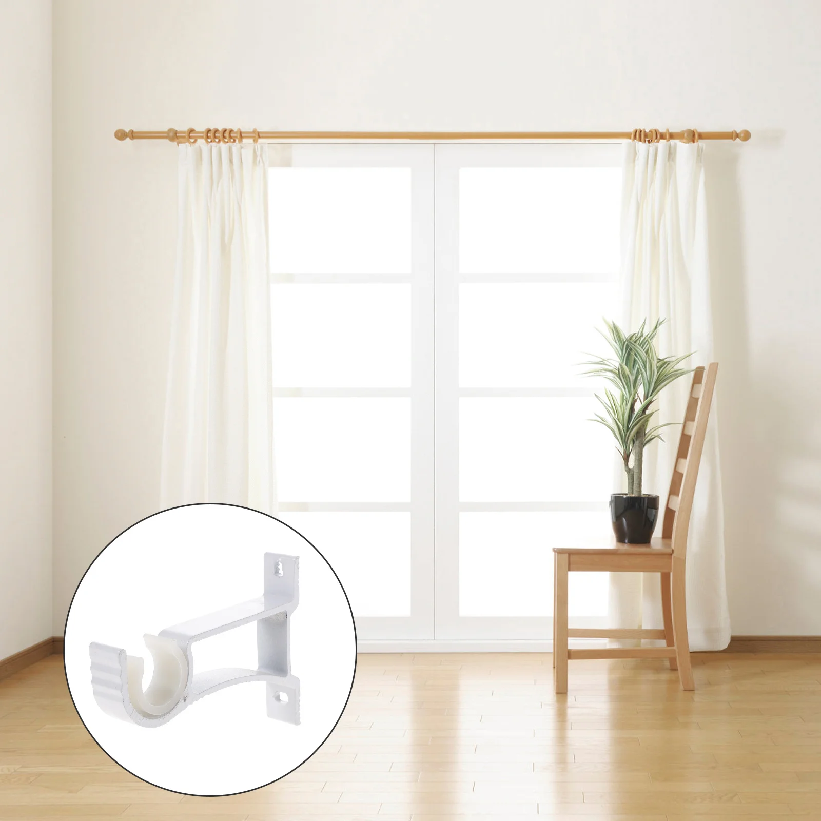 

4pcs Aluminum Alloy Curtain Rod Brackets Wall Mount Heavy Duty Metal Support For 5/8 Inch Curtain Rods Easy Install