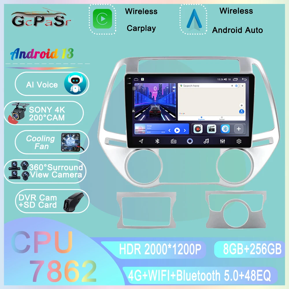 

Auto Radio 5G WIFI For Hyundai I20 2008 - 2012 Car Radio GPS Navigation Carplay Bluetooth Stereo Android No 2din DVD Player Dash