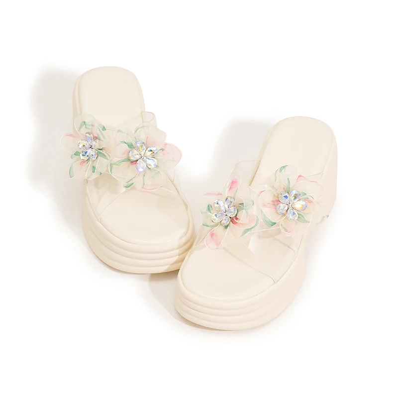 

Маленькие ароматные сандалии на толстой подошве для женщин, новинка лета 2023 года, верхние тапочки, модные и универсальные, на толстом каблуке 8 см