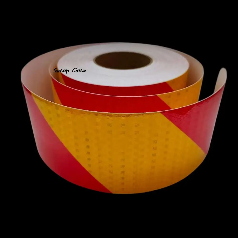5cm/10cm/15cm/20cm*5M Right Twill Yellow-Red Reflective Stickers High Intensity Reflectors Material Waterproof Tapes For Vehicle