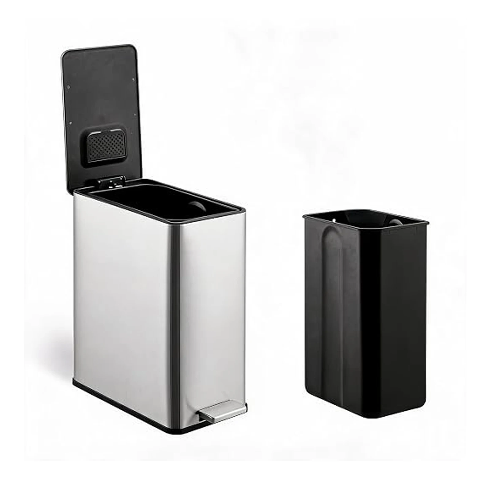 15L Stainless Steel Step Trash Can, Pink | Hands-Free Step Pedal, Soft-Close Lid, Removable Inner Bucket,Containing Lid