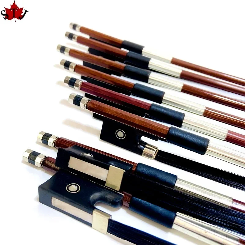 Brazilwood student 10pcs Advanced wholesale bow 4/4,3/4,1/2 violin bow Fiddle Bow,ebony frog,black horesehair horsetail