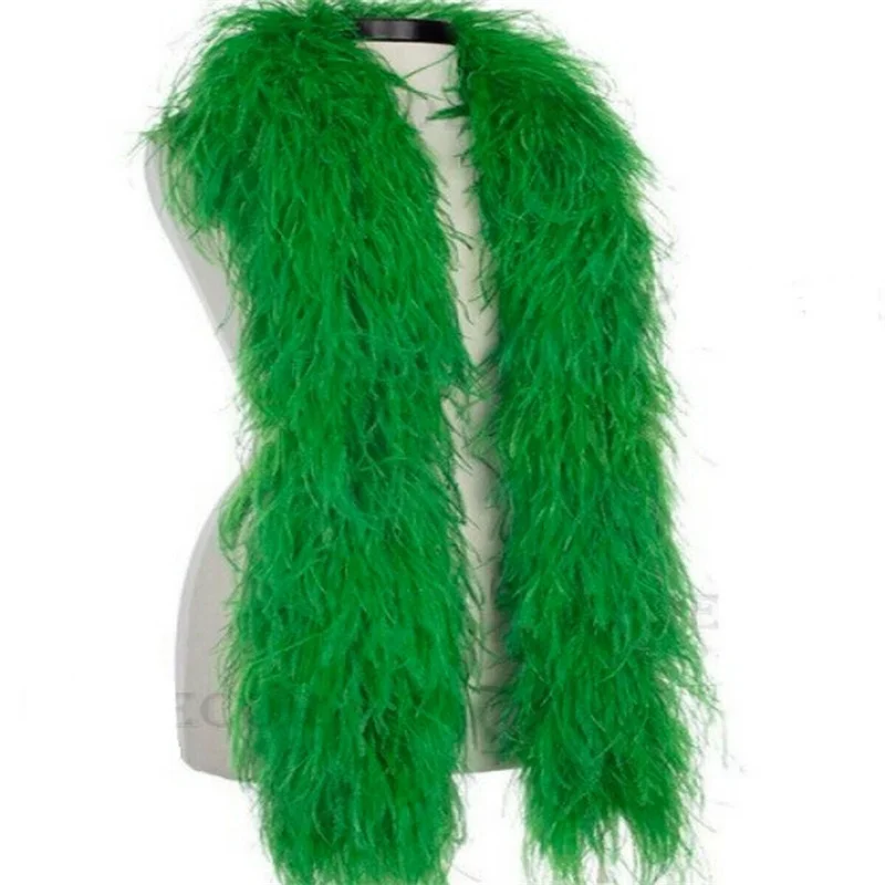 12ply Fluffy Ostrich Feather Boas Deep Green Dyed Natural Ostrich Feathers Fringes Strips For Wedding Party Decoration Boa Laces