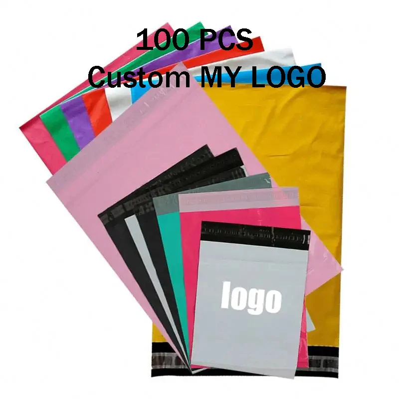 

In Stock 25*35cm 9.8x13.8in Grey White Polymailer Mailing Bags Pink Poly Mailer Custom Logo Mail Courier Envelope Bag Plastic