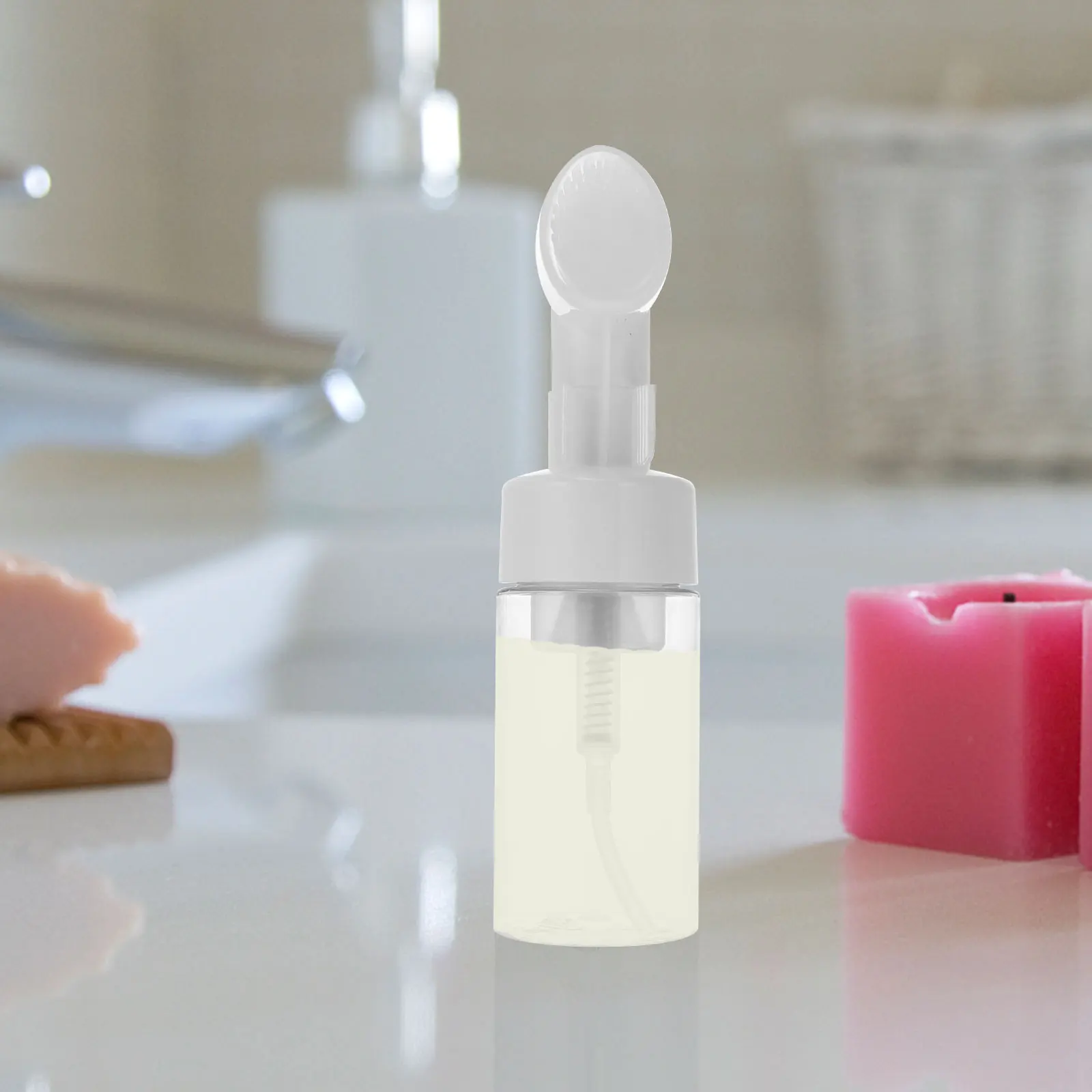 

Toiletry Foam Bottle Foaming Face Wash Facial Cleanser with Brush Sparkling Refillable
