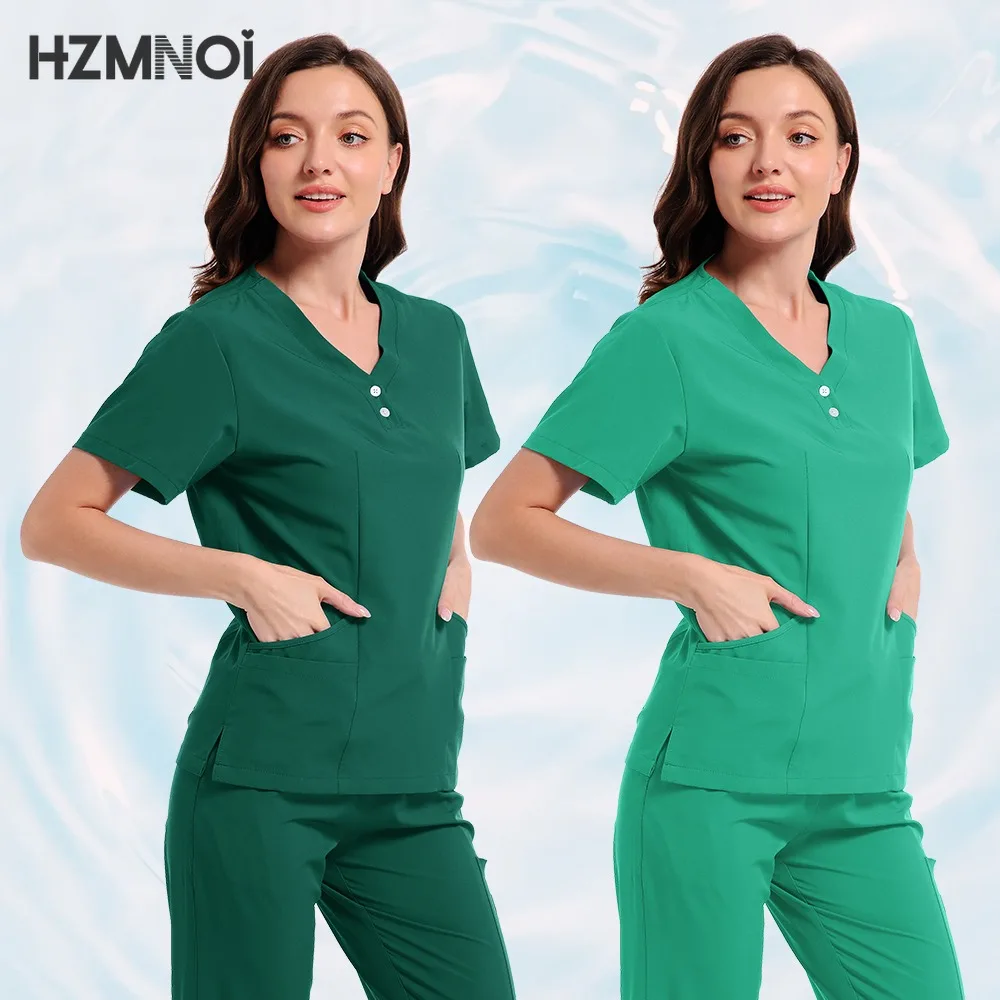 New Unisex Hospital Scrubs Sets Men Medical Uniforms Doctors Nurses Accessories Dental Clinic Salon Workwear Surgical Clothes