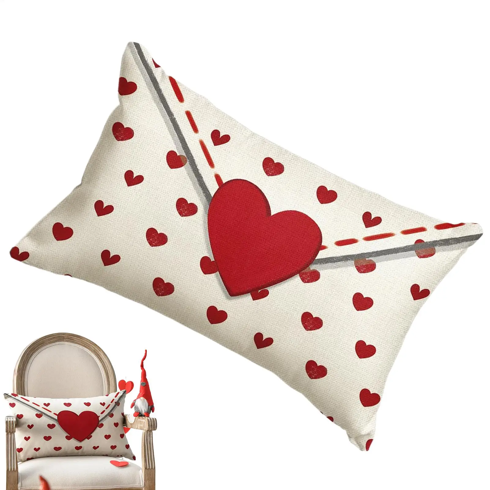 

Чехол на подушку-конверт ко Дню святого Валентина 12 х 20 дюймов, красные, белые декоративные наволочки, конверт с красным сердцем, наволочка