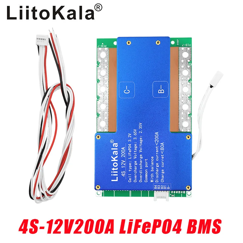 4S LiitoKala 12V 100A/150A/200A BMS LiFePo4 akumulator litowo-żelazowo-fosforanowy płyta obwód ochronny ze zrównoważonym ładowaniem