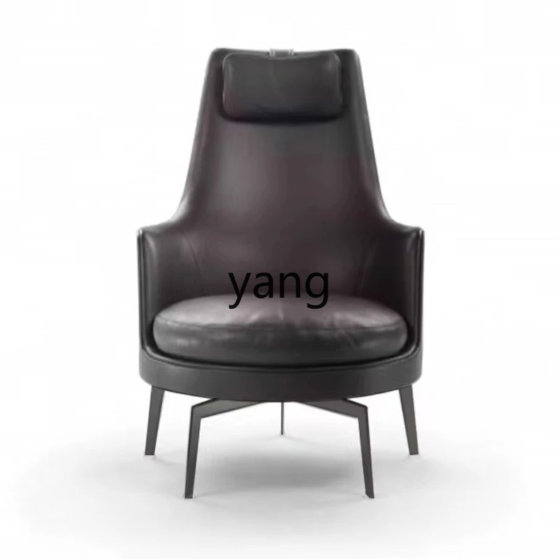 

Yjq Light Luxury Leather Lounge Chair Villa Living Room Balcony Simple Rotating Armchair Bedroom Negotiation Reception Chair