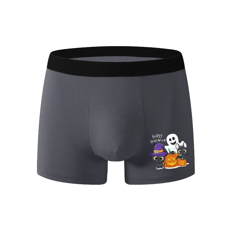 صيف 2025 جديد ملابس داخلية للرجال مريحة بسيطة هالوين اليقطين وجه مبتسم قريبة سراويل بوكسر الرجال يجب تجف بسرعة