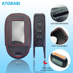Leather Car Key Case For StarLine B92 B62 B64 B95 Two Way Car Alarm LCD Remote Controller Protect Cover Keychain With Key Ring