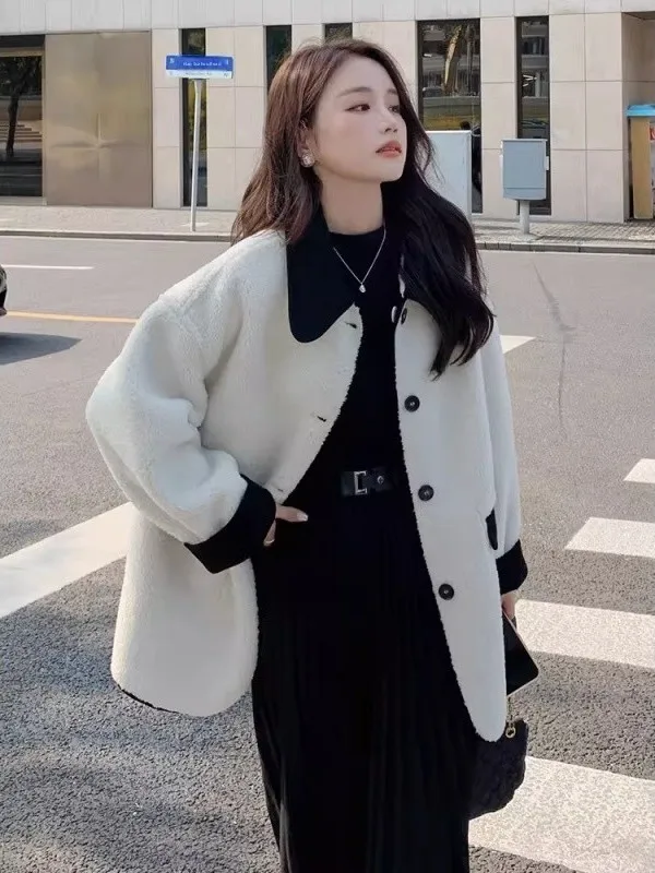 

Мужское зимнее пальто из овечьей шерсти и хлопка, двустороннее, средней длины, в корейском стиле, модное, городское, очень тёплое