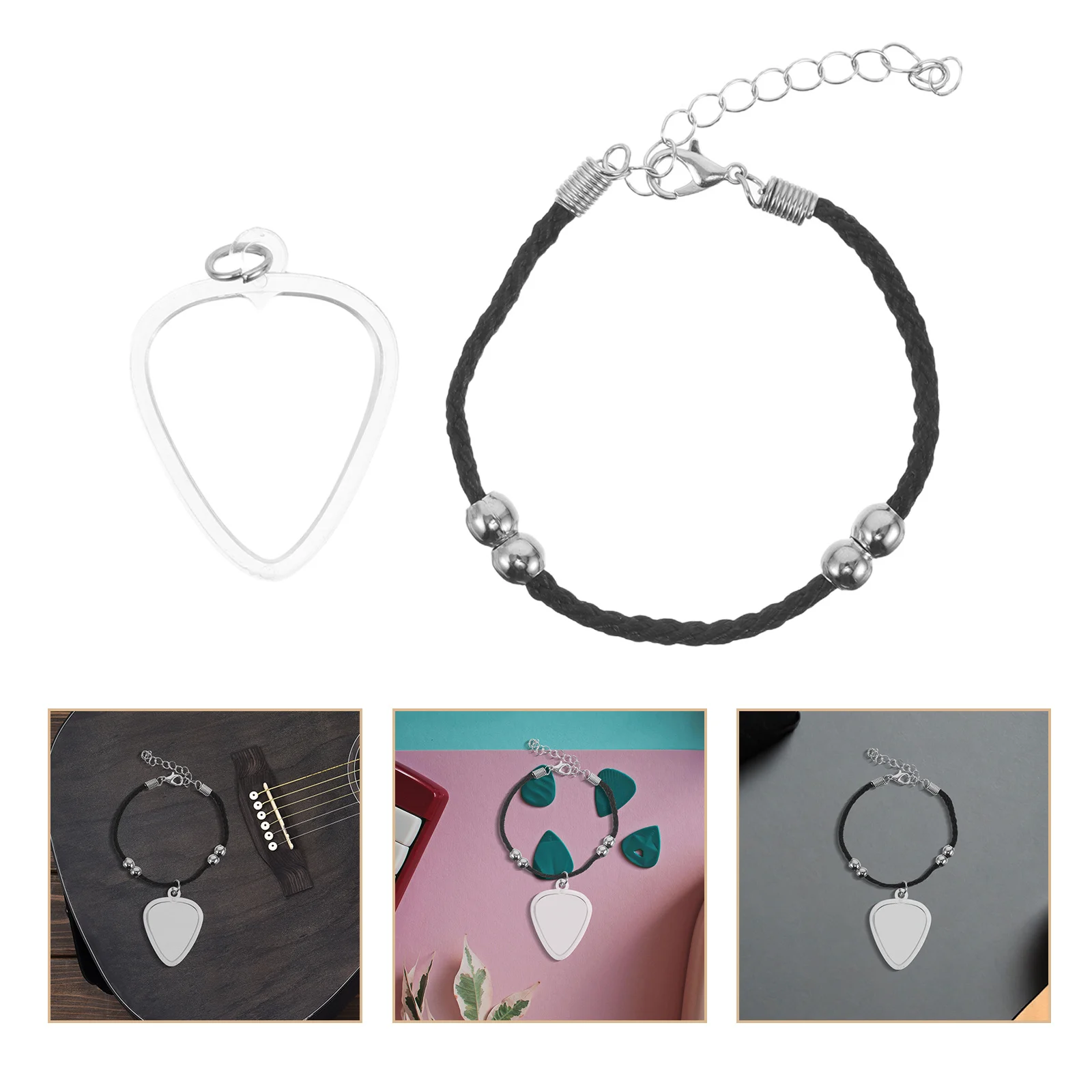 

1 set 1 Set Heart Shape Guitar Pick Holder Bracelet Mini Compact Storage Case For Plectrums Portable Music Accessory Organizer -