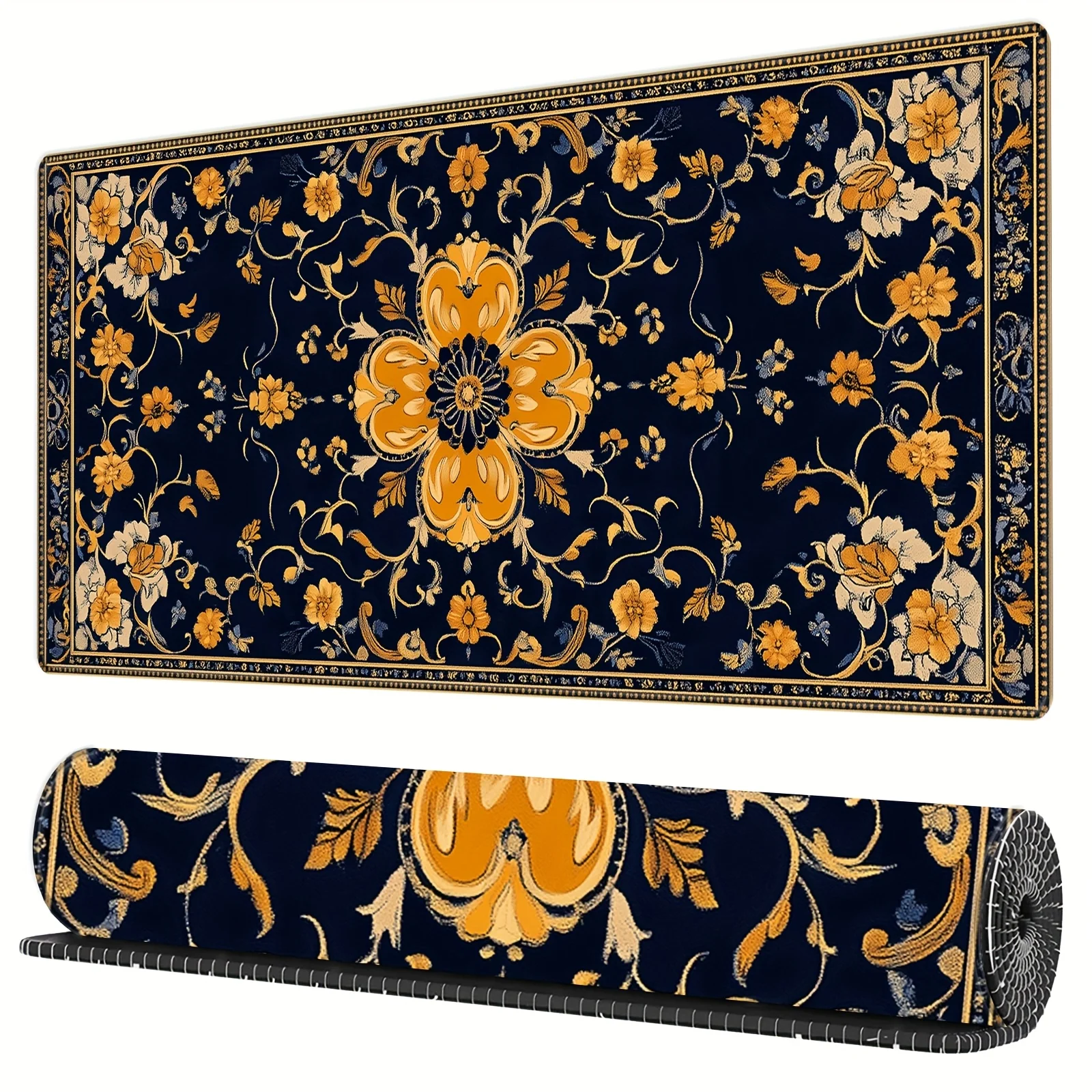 

Large colored Persian carpet game mouse pad for notebook computer Bohemian carpet-style with black and gold pattern design