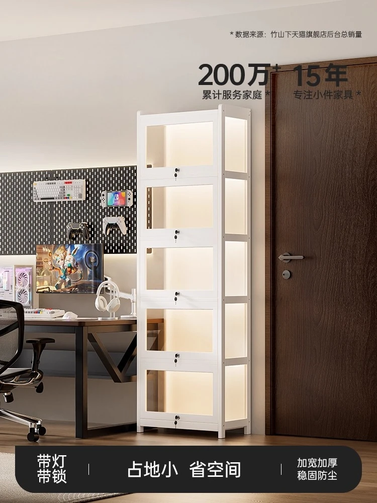 

Figure display cabinet with lamp with lock ornament transparent dust model building block toy display box