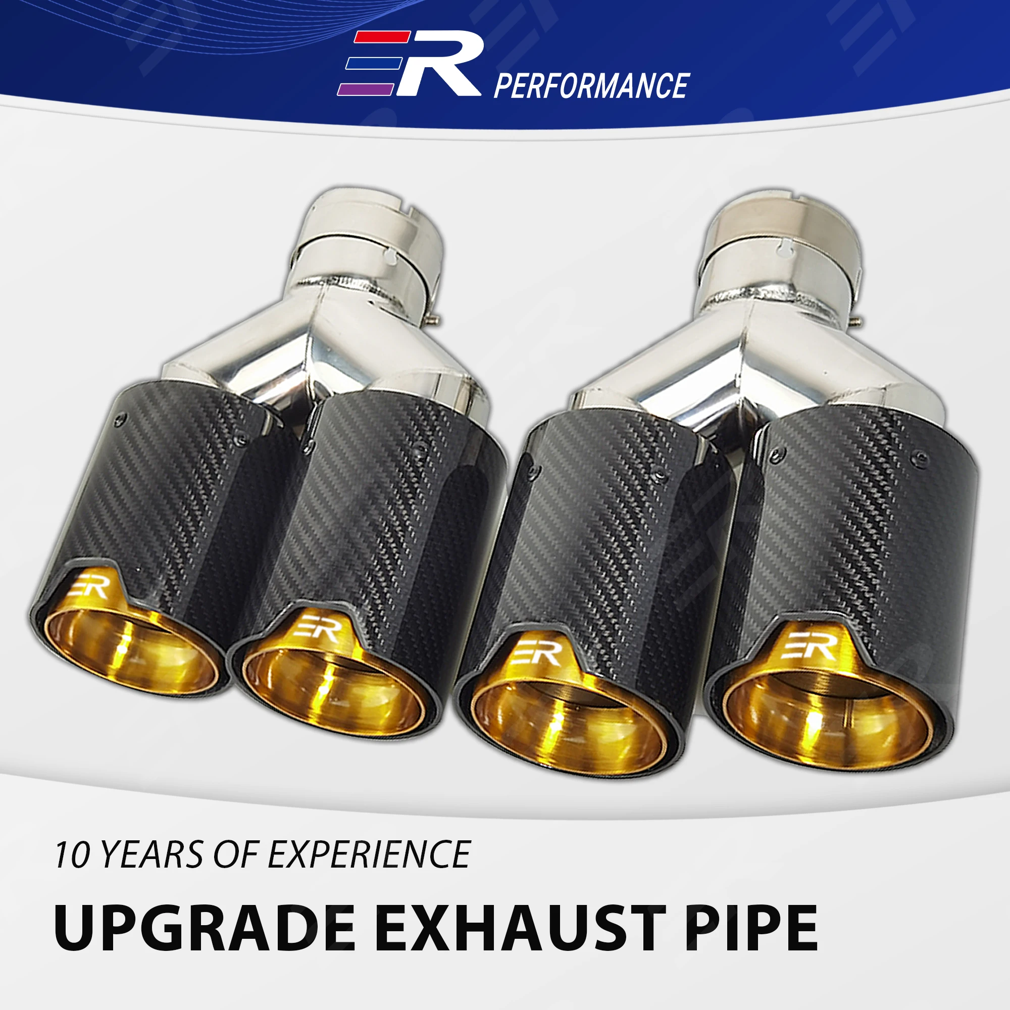 

Universal Y-Shaped Car Exhaust Pipe Tip Decoration Real Carbon Fiber Golden Stainless Steel Accessorie Auto Modification For BMW