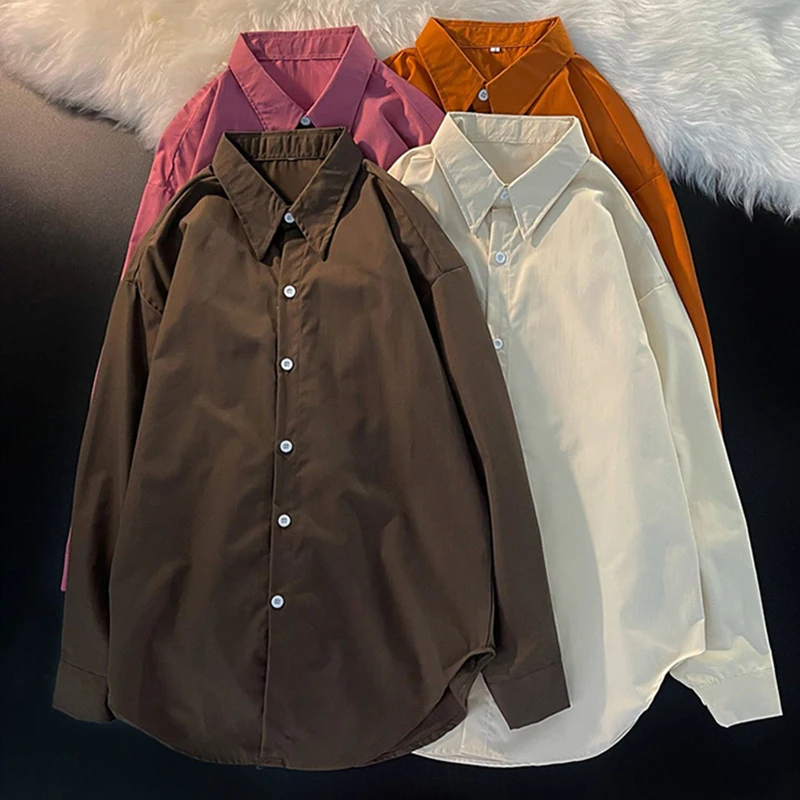 Long Sleeved Loose Shirt And Blouse Casual French Retro Solid New In Clothes Top Single Breasted Simple Office Lady Trend Women