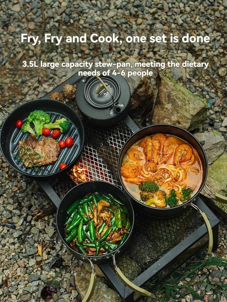 ALOCS Camping Cookware Set, Outdoor Stove, Kettle,Frying pan, Picnic Equipment, Complete Set of Cookware