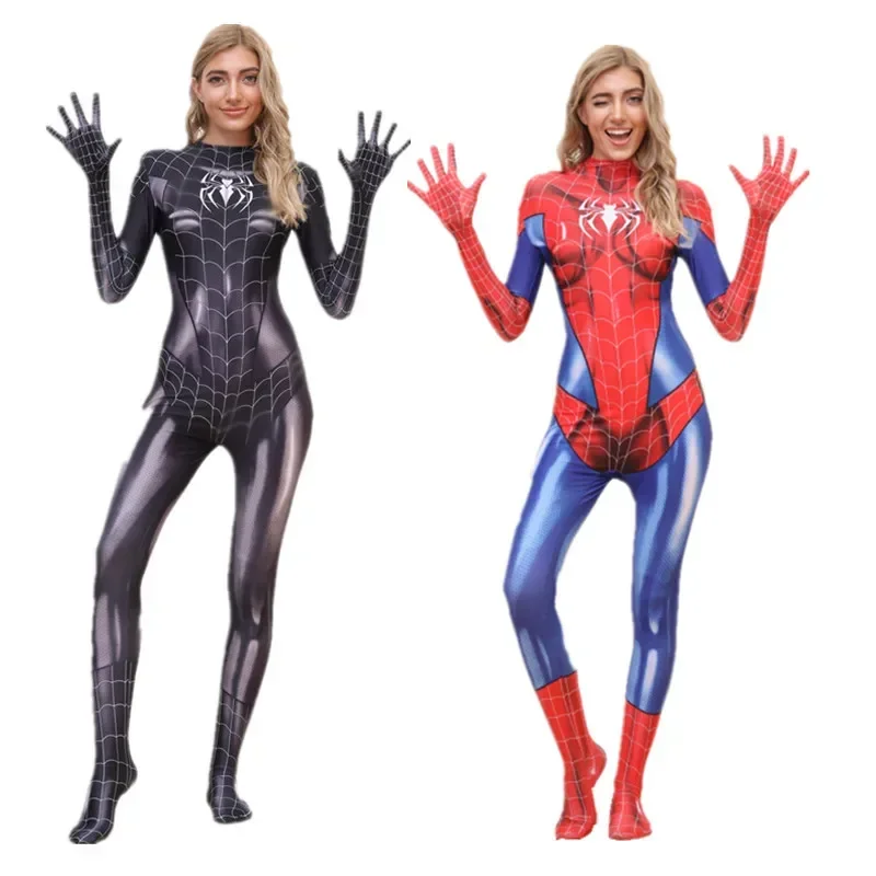 Adult Ladies Spiderman Costume Fancy Party Costume Halloween Carnival Costume Christmas Superhero Cosplay Jumpsuit New Style