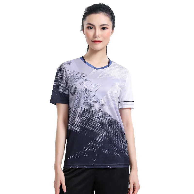 Print Sport Table Tennis Shirts Fashion V Neck 3D Badminton Quick Dry Short Sleeve Outdoor Golf Women Breathable Club Tee