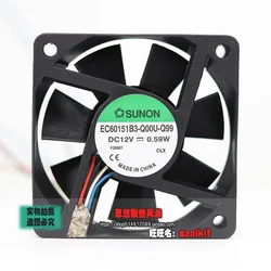 For Sunon DC12V 0.59W silent fan 6015 60mm 60*60*15mm EC60151B3-Q00U-Q99 4-pin pwm axial fan