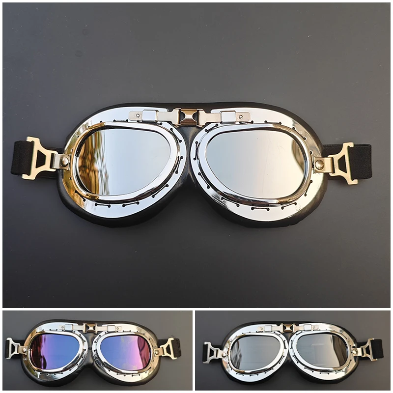 

2025 Model Retro Motorcycle Goggles for Men Leather Build Light Weight Available in Multiple Colors for Road Rides Motocross