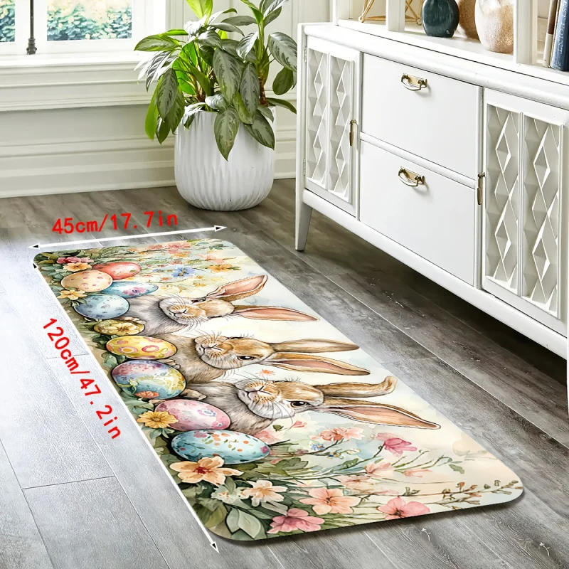 VIKAMA Easter Doormat, Garden Style, Machine Washable, Suitable for Entryways, Kitchens, Porches, and Bathrooms