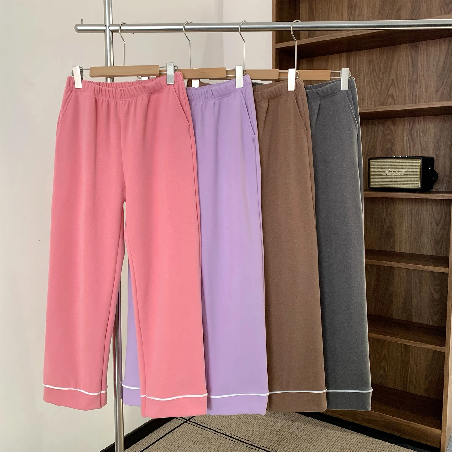 

Женские повседневные брюки больших размеров на подкладке с прямыми штанинами, свободные удобные домашние брюки с высокой талией, осень-зима