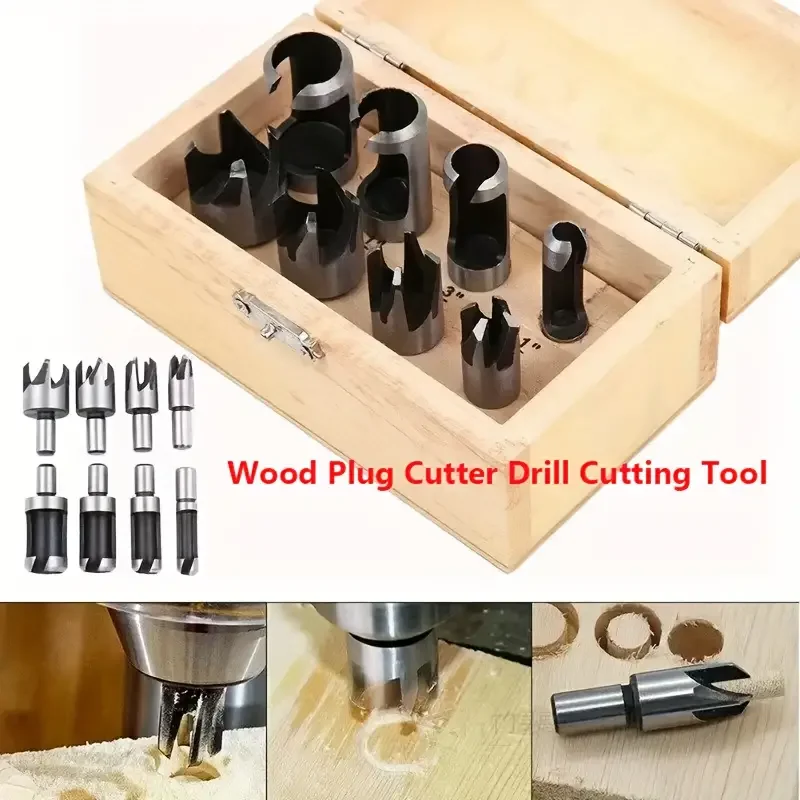 8 Pcs Carbon Steel Wood Plug Cutter Wood Plug Drill Woodworking Drill Bits Barrel Claw Type Round Wood Tenon Drill Bits Tools