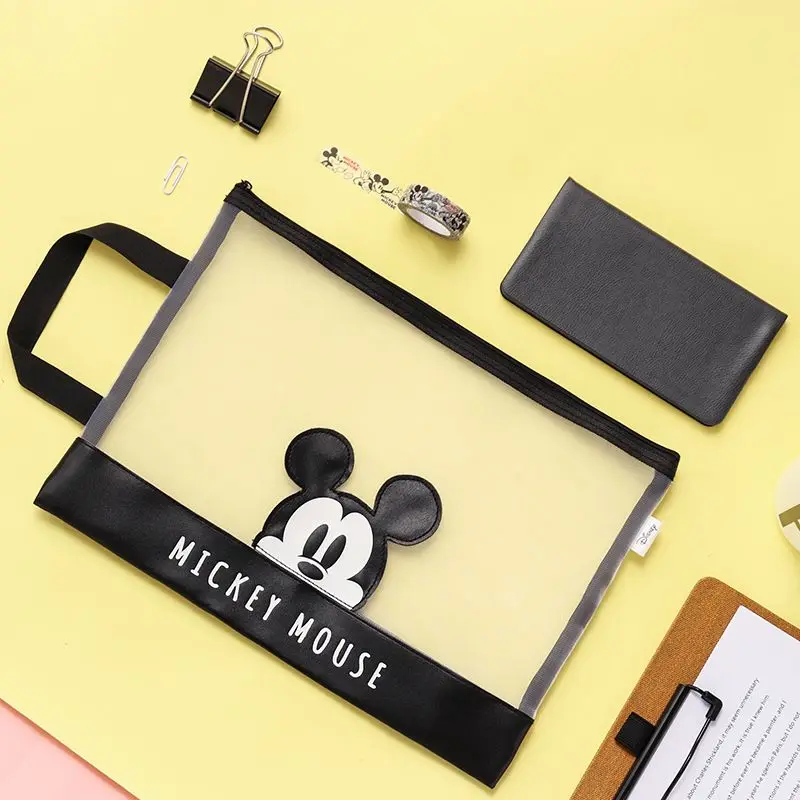 Disney Mickey A4 File Bag Large Capacity Large Zipper Student Subject Classification Thickened Portable Homework Test Paper Bag