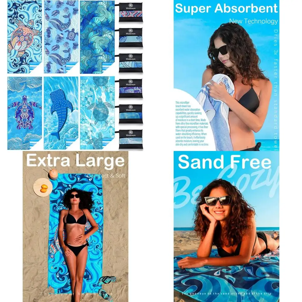 

Microfiber Lightweight Thin Beach Towel Sand Free Quick Dry Absorbent Compact Towels for Swimming Pool Camping Beach Accessories