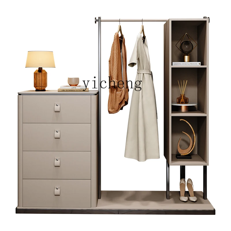 ZZ رف معطف بسيط من الأرض إلى السقف لغرفة النوم، شماعة فنية جلدية حديثة وبسيطة للتخزين #4